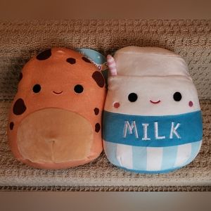 NWT 8"Squishmallows Lot Food Squad Milk & Cookies Melly & Neeona Valentine’s Set